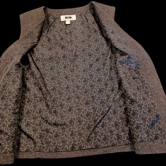 Joseph Abboud Vest Brown Herringbone Tweed Preppy Dark Academia Men's Size L - Picture 5 of 10